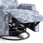 UIXE Swivel Rocker Manual Recliner Chairs Set of 2, Wingback Swivel Glider Fabric Nursery Reclining Sofa Chair, High Back Upholstered Arm Chair for Living Room Bedroom - Navy Floral