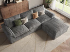 EASE MOOSE Oversized Sectional Cloud Couch for Living Room, L-Shaped Modular Boneless Sofa, Cloud Sofa Set with Fluffy Foam, 4-Seat Deep Comfy Sofa with Ottoman for Bedroom Apartment, Chenille (Grey)