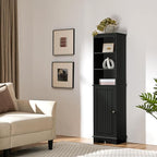 Yaheetech 60.5" Freestanding Bathroom Storage Cabinet, Tall Slim Floor Cabinet with 3 Shelves & Door, Space Saving Organizer, Home Storage Furniture, Black
