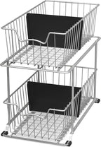 Simple Houseware 2 Tier Cabinet Wire Basket Drawer Organizer, Grey