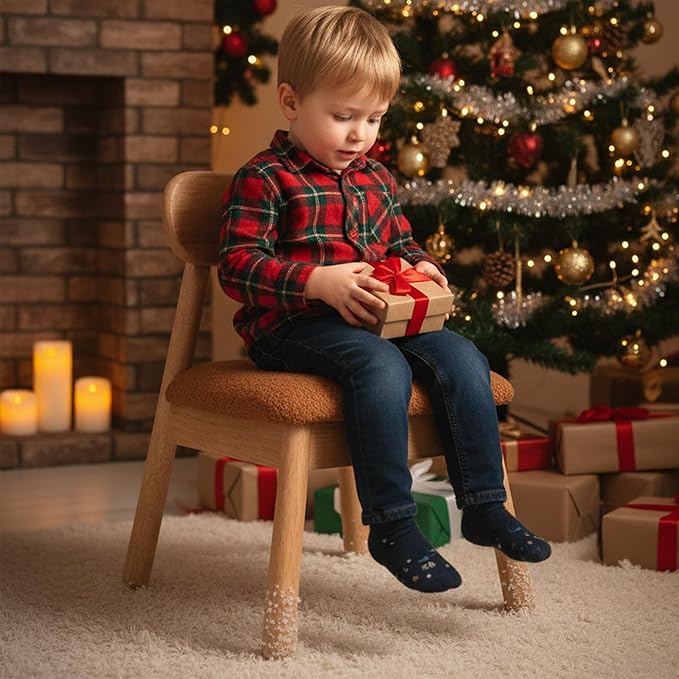 DAYAURS Toddler Chair Wooden Kid Chairs Comfy Armless Reading Chair for Kids Bedroom, Boys Girls Desk Chairs for Ages 2-5, Solid Wooden Stool Kids Furniture for Playroom/Preschool/Daycare/Gifts, Brown