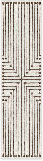 RUGGABLE x Jonathan Adler Machine Washable Modern Runner Rug – Inkdrop Camel & Ivory 2.5x10, Stain-Resistant, Non-Slip – Washable Rug for Hallway, Entryway, Living Room & Kitchen–with Standard Pad