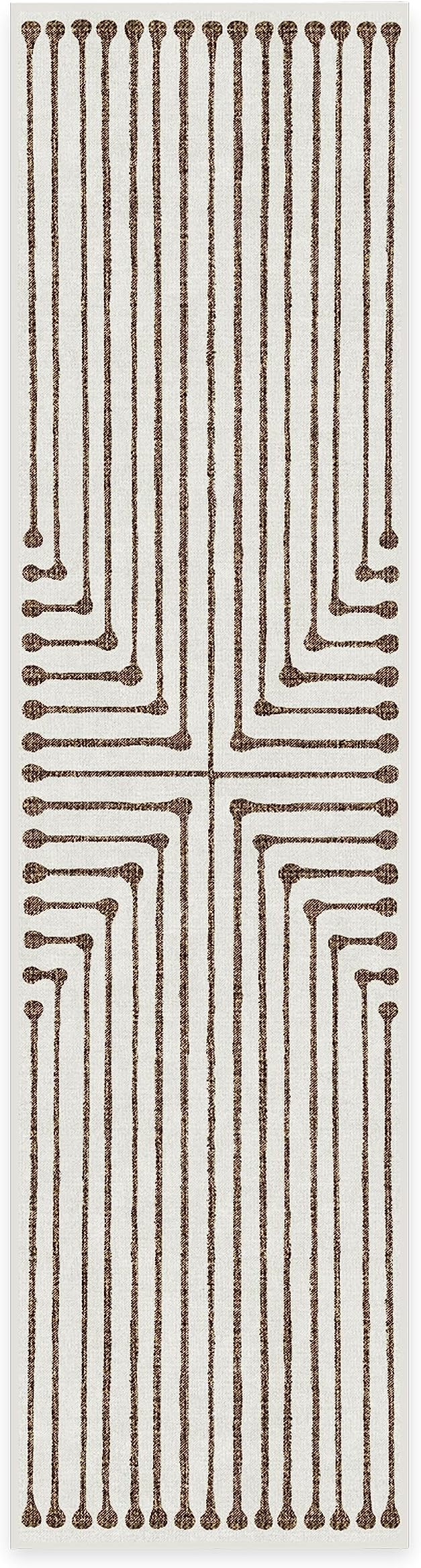 RUGGABLE x Jonathan Adler Machine Washable Modern Runner Rug – Inkdrop Camel & Ivory 2.5x10, Stain-Resistant, Non-Slip – Washable Rug for Hallway, Entryway, Living Room & Kitchen–with Standard Pad