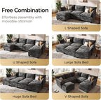 KKL Modular Sectional Sofa, L-Shaped 4 Seater Cloud Couch with Ottoman, Chenille Modern Sectional Couches for Living Room, Apartment, Grey