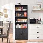70in Tall Bookshelf 6 Tier Bookcase with Barn Doors and Adjustable Shelf, Black Farmhouse Book Shelves with Storage Cabinet,Wood Floor Standing Display Bookshelve for Bedroom,Living Room,Kitchen