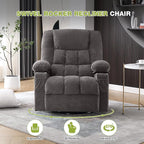 Power Recliner Chair with Rocking Function for Adults,Oversized Swivel Recliner with 2 Cup Holders,Side Pocket for Living Room