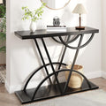 43" Console Table, Industrial Entryway Table with Storage Shelf, Narrow Wood Sofa Table with Metal Frame for Living Room, Hallway, Foyer, Entrance, Black