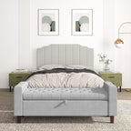 Queen Size Headboard Only, Linen Wall Mounted Headboard Queen/Full Size for Adjustable Bed, Modern Vertical Channel Design with Curved Tufted Upholstered Head Board, Linen Gray