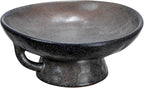 Creative Co-Op Stoneware Bowl with Handle and Base, Black Reactive Glaze