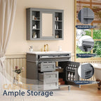 36" Bathroom Vanity with Matching Medicine Cabinet, Modern Sink Storage Cabinet with Drawers, Soft Closing Doors and Shelf, Bathroom Vanities with Sink & Mirror
