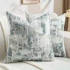 FUTEI Teal White Decorative Throw Pillow Covers 26x26 Inch Set of 2,Soft Faux Cashmere Jacquard - Textured & Cozy Euro Pillow Shams,Modern Home Decor for Couch Bed Living Room