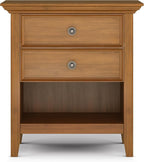 SIMPLIHOME Amherst SOLID WOOD 24 Inch Wide Traditional Bedside Nightstand Table in Light Golden Brown, For the Living Room and Bedroom