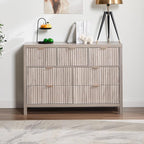 Fluted Dresser for Bedroom with 7 Drawers, 47" Wide Modern Chest of Drawers, Wood Dresser TV Stand Wooden Closet Clothes Storage Organizer for Bedroom, Living Room, Hallway - Oak Grey