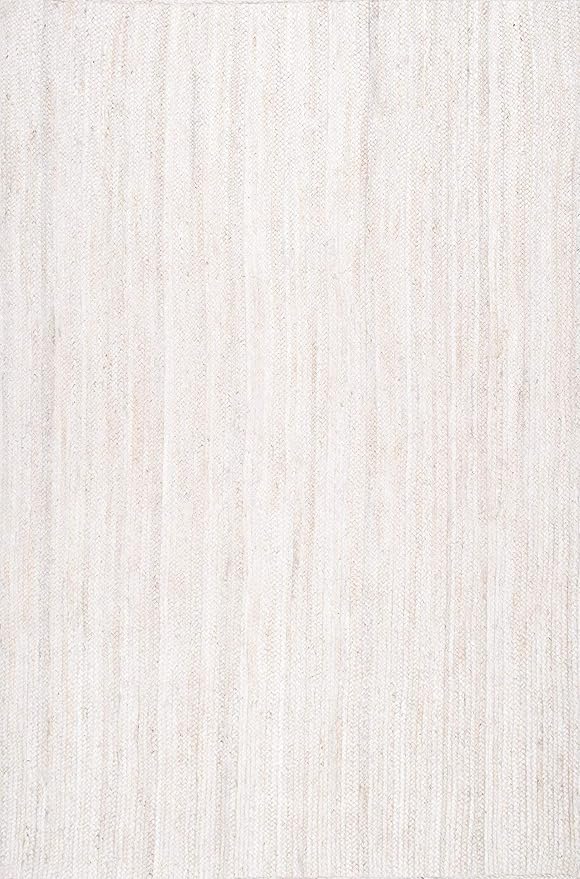 nuLOOM 6x9 Rigo Jute Hand Woven Area Rug, Off White, Solid Farmhouse Design, Natural Fiber, For Bedroom, Living Room, Dining Room, Hallway, Office, Kitchen, Entryway