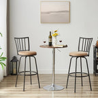 VECELO Bar Stools Adjustable Height, 24/29" Barstool Swivel Counter Stool with Upholstered Seat,Steel Bistro Pub Chairs, Straight Line Backrest