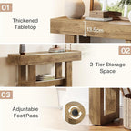 Tribesigns 41.34-Inch Farmhouse Console Table, 2-Tier Narrow Sofa Table Behind The Couch, Entryway Furniture with Storage Shelves for Hallway Foyer Living Room, Light Brown