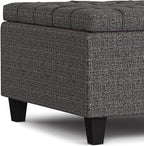 SIMPLIHOME Harrison 30 inch Wide Transitional Square Small Coffee Table Storage Ottoman in Ebony Tweed Polyester, Assembled, for The Living Room and Bedroom