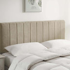 Nestl Upholstered Twin Headboard - Easy Assemble Channel Stitched Headboard Twin Size - Wall Mounted Headboards with 3D Soundproof Wall Panels Peel & Stick Floating Headboards, Linen