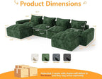 Hobestluk 152" Cloud Modular Sectional Couch 4-Seater Sofa with Ottomans U Shaped Couch Deep Seat Sofa with Removable Cover for Living Room (Green, 4-Seater Sofa with Two Ottomans)