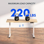 FLEXISPOT E6 3 Stages Dual Motor Electric Standing Desk 48x24 Inch Whole-Piece Board Height Adjustable Desk Electric Sit Stand Desk(White Frame + Maple Desktop, 2 Packages)
