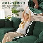 112" Cloud Sectional Couch, Boneless couches for Living Room, L Shaped Couch with Convertible Ottoman, Modular Sectional Sofa with Deep Seat, Comfy Soft Cushions, No Assembly, Green