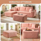 37.1" Ottoman for Couch, Plush Corduroy Memory Foam Ottoman Cloud Boneless Sectional Couch for Living Room Foot Stools No Assembly Require, Plush Corduroy,Pink