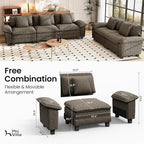 PHI VILLA Cloud Modular Couches Sets, 2 Pieces Comfy Sectional Sofa Set with Loveseat, 5-Seater Upholstered Couch for Living Room, Chenille Fabric, Smoky Grey
