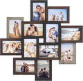 SONGMICS 4x6 Collage Picture Frames, 12-Pack Photo Collage Frame for Wall Decor, Glass Front, Assembly Required,Christmas Gift, Maroon Brown, Heather Greige, Ash Black URPF022M01