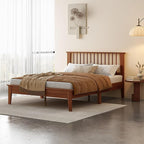 MUSEHOMEINC Solid Wood Queen Size Bed Frame with Headboard, Mid Century Modern Style,Wooden Slat Support, No Box Spring Needed, Large Under Bed Storage, Easy Assembly (Queen)