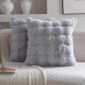Neelvin Gray Faux Fur Cozy Soft Double-Sided Decorative Throw Pillow Covers 24x24 inch Set of 2,Velvet Pillowcase Cushion Case for Sofa Couch