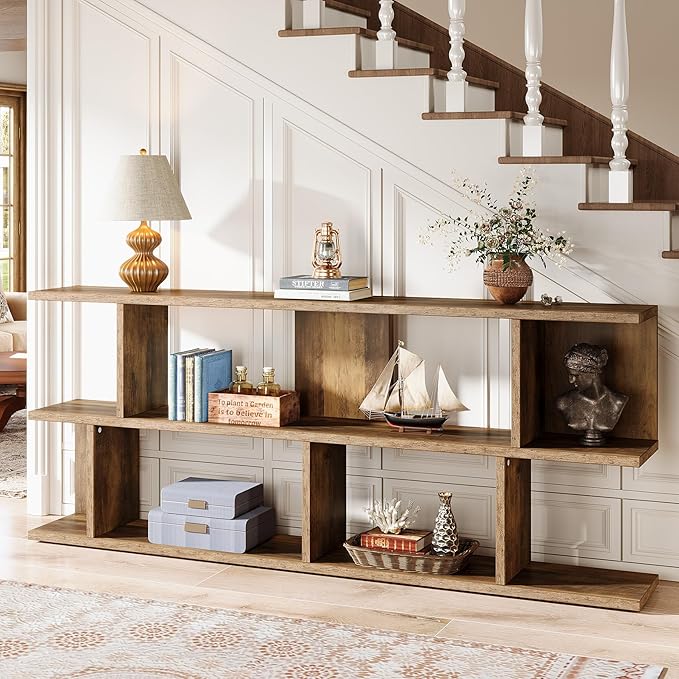 Tribesigns 71 Inches Extra Long Sofa Table Behind Couch, 3-Tier Farmhouse Console Table, Long Foyer Table with Storage for Hallway, Entryway & Living Room