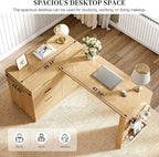 L Shaped Standing Desk,47" Home Office Desks, Executive, Farmhouse Computer Desk with 6 Drawers File Drawer, Rustic Computer Writing, Oak