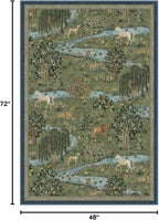RUGGABLE x Morris & Co Washable Area Rug – Owl & Willow Green 4x6, Stain-Resistant, Non-Slip – Medium Machine Washable Rugs for Living Room, Bedroom, Hallway, Entryway & Office–with Standard Pad