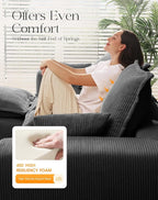 107" Comfy Cloud Couch with L-Shape Chaise & Deep Seat, Modular Sectional Sofa in a Box, Boneless Upholstered Couches for Living Room, No Assembly Required (Soft Corduroy, Gray)