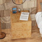 Modern 2 Drawer Nightstand with Elegant Burl Finish, Wood Bedside Table with Storage, Stylish Accent Side Table for Bedroom, Home Décor and Small Space Furniture