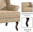 Accent Chair Set of 2, High Back Upholstered Armchair with High Resilience Sponge & Wood Legs, Mid-Century Modern Comfy Single Sofa Reading Chairs for Living Room, Bedroom-Floral Light Brown