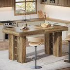 Tribesigns 63-Inch Long Bar Table, Farmhouse Rectangular Counter Height Pub Table, Wood Home Bar Unit for Kitchen, Dining Room, Living Room, Rustic Brown (Table Only)