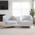 Lumibee Swivel Accent Chairs Set of 2, Chenille Fabric Swivel Barrel Chairs for Living Room, Modern Comfy Upholstered Round Armchairs Single Sofa Chairs for Bedroom, Club-Bright Gray