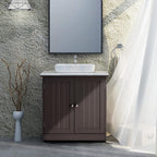 Bonnlo Pedestal Under Sink Storage Bathroom Vanity with 2 Doors Traditional Bathroom Cabinet Space Saver Organizer 23 5/8" x 11 7/16" x 23 5/8" (L x W x H) (Espresso)