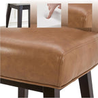 CHITA 26 Inch Counter Height Swivel Bar Stool, FSC Certified Modern Upholstered Faux Leather Swivel Barstool Chair with Back,Saddle Brown