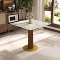 Sintered Stone Square Office Table - Meeting Desk for Small Offices (Dark Brown Leg and Pandora Top, 1 Table Only)