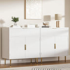 Coffee Bar Cabinet with 2 Doors & Drawer, Sideboard Buffet with Adjustable Shelves, Accent Liquor Cabinet with Storage, Console Table for Living Dining Room, White