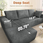108” Cloud Sectional Couch, Modular Sectional Sofa with Deep Seat, Corduroy Boneless Couches with Chaise for Living Room Bedroom, No Assembly Required