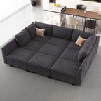 Belffin Large Modular Sectional Sofa Sleeper Sectional Couch with Storage Chenille Sectional Sofa Bed for Living Room, 9 Seats, Dark Grey