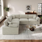 Cloud Modular Couch for Living Room,5 Seat V Shape Linen Blend Sofas,Modern Deep Seat Cloud Sofas,Convertible Comfort Down Filled Sectional Couches,Removable Washable Cushion Covers,Light Biege
