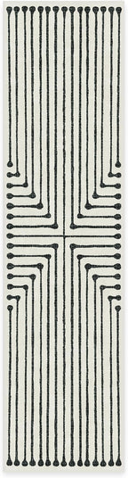 RUGGABLE x Jonathan Adler Machine Washable Modern Runner Rug – Inkdrop Black & Ivory 2.5x10, Stain-Resistant, Non-Slip – Washable Rug for Hallway, Entryway, Living Room & Kitchen–with Cushioned Pad