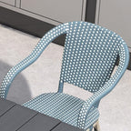 PURPLE LEAF 7 Pieces Outdoor Dining Set Patio Furniture Set with Large Aluminum Table and French Wicker Chairs for Garden Backyard Light Blue Patio Dining Set