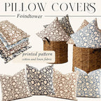 Foindtower Set of 2 Decorative Neutral Floral Throw Pillow Covers Accent Farmhouse Cushion Covers Boho Vintage Pillowcase for Couch Sofa Bedroom Living Room Home Decor,20×20 Inch,Dusty Blue