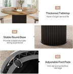 Tribesigns Round Dining Table for 4-6, 47-Inch Modern Circle Kitchen Table with Fluted Round Base, Farmhouse Wood Dinner Table for Dining Room, Kitchen, Living Room, Brown and Black
