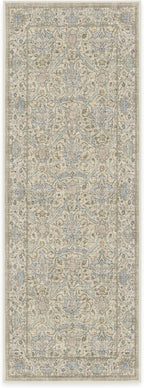 RUGGABLE x Morris & Co Machine Washable Runner Rug – Montreal Natural Blue 2.5x7, Stain-Resistant, Non-Slip – Washable Rug for Hallway, Entryway, Living Room & Kitchen–with Standard Pad
